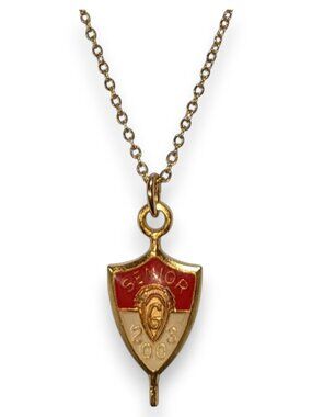 Jostens Y2K Vintage Enamel Red Gold Senior 2003 Pendant Necklace 20 Inch